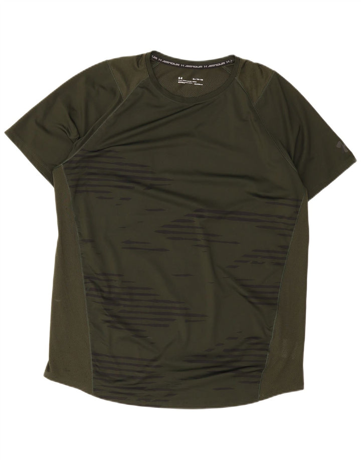 Under Armour Camiseta masculina justa XL poliéster listrado verde