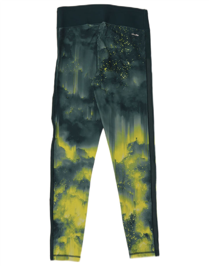 Adidas Womens Climalite Leggings UK 8/10 Small Green Tie Dye