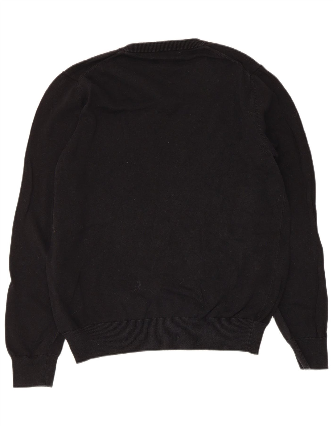 Suéter masculino Marks & Spencer com decote em V, algodão preto médio
