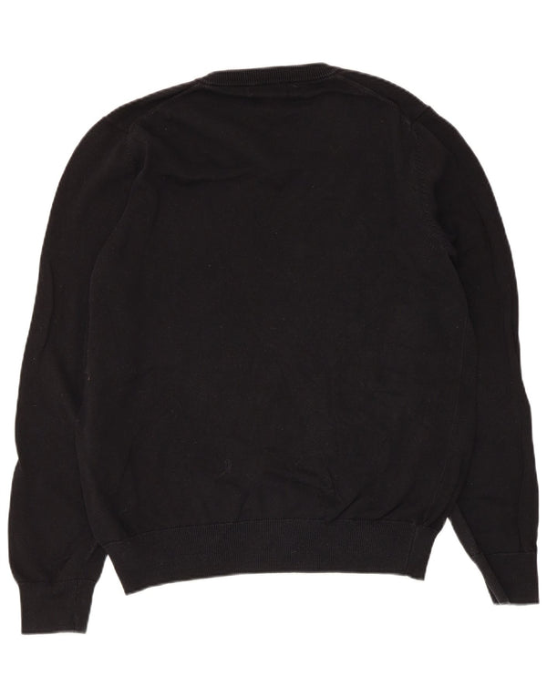 Suéter masculino Marks & Spencer com decote em V, algodão preto médio