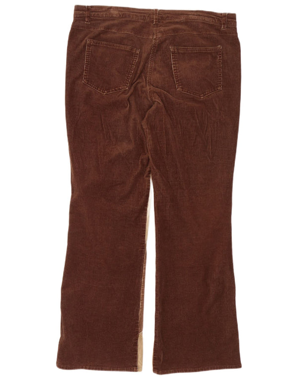 Calça feminina vintage de veludo cotelê UK 18 XL W38 L30 marrom colorblock