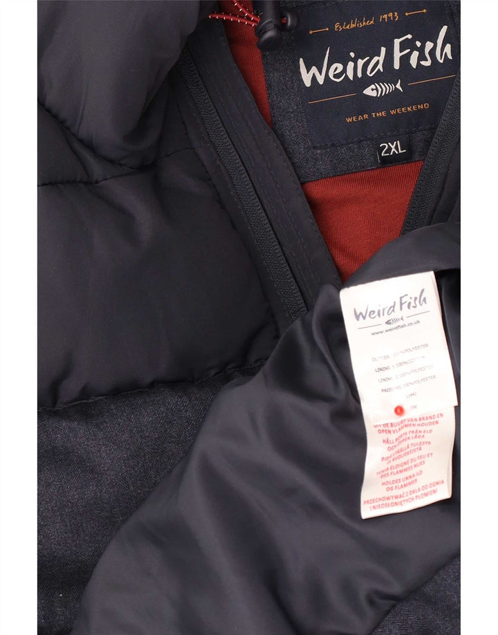 Jaqueta acolchoada com capuz masculina Weird Fish UK 44 2XL poliéster azul marinho
