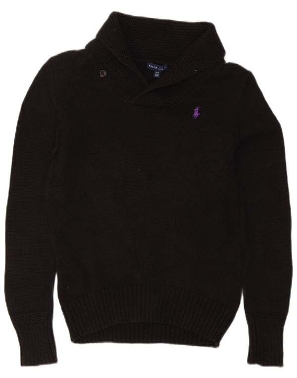 Suéter feminino Ralph Lauren com gola xale e algodão preto médio Reino Unido 12