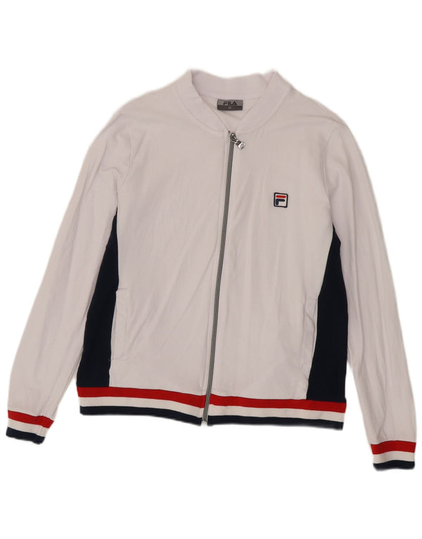 Fila Womens Tracksuit Top Jacket UK 14 Médio Branco Colourblock Algodão