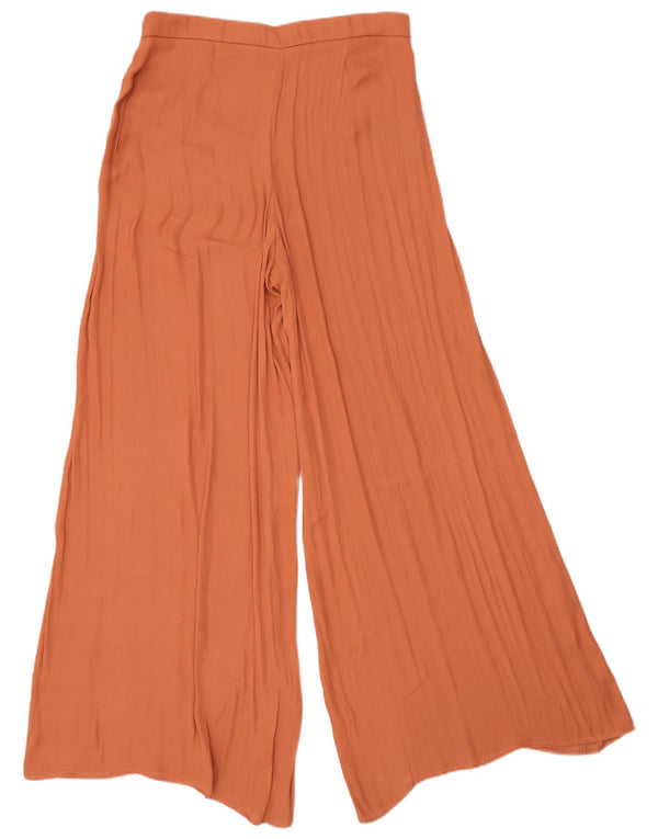 Zara Calça feminina casual de perna larga médio W28 L30 laranja