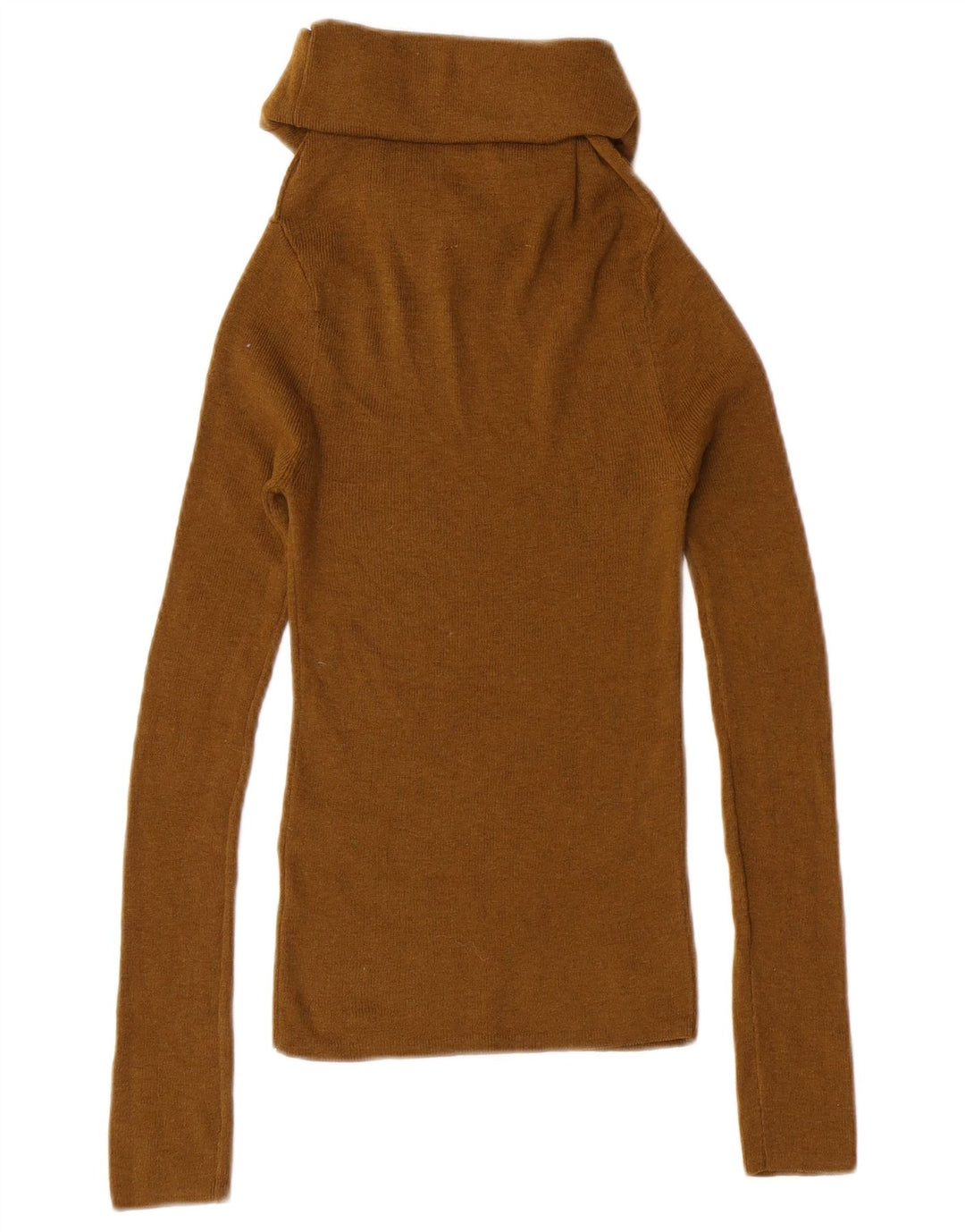 Suéter feminino Zara com gola redonda UK 4 XS cáqui poliéster