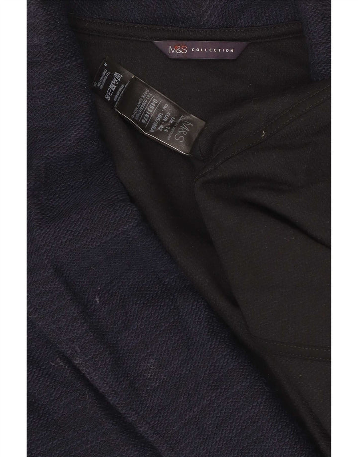 Jaqueta blazer aberta feminina Marks & Spencer Reino Unido 14 grande algodão azul marinho