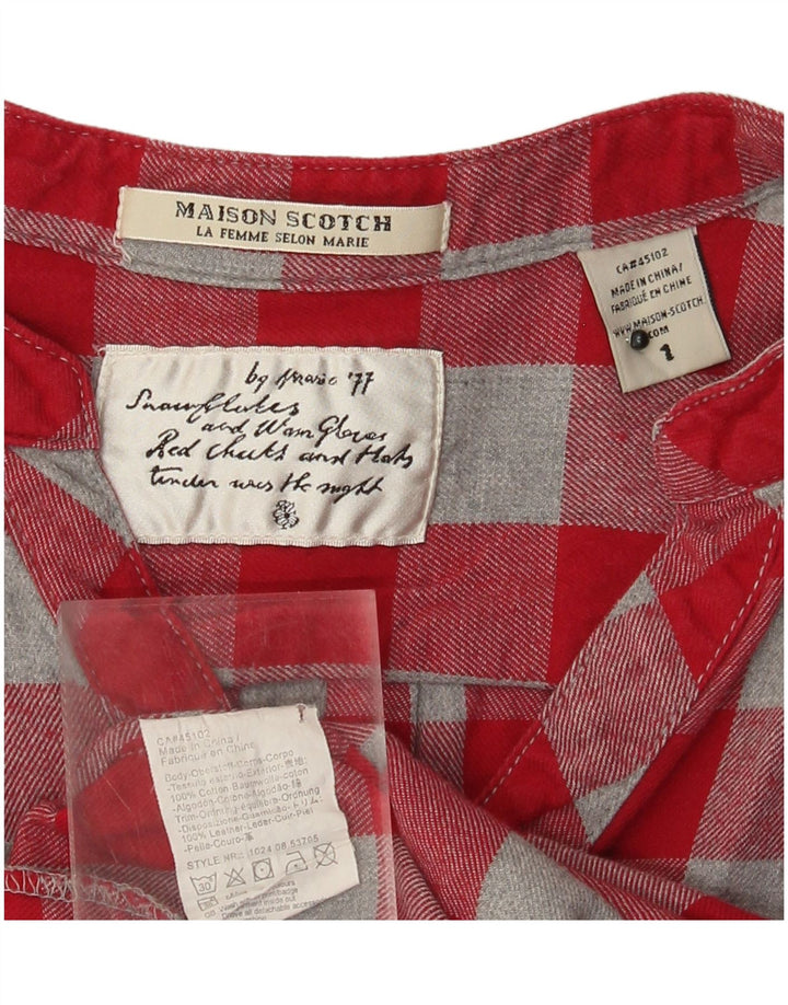 Pulôver feminino MAISON SCOTCH Reino Unido 12 algodão xadrez vermelho médio