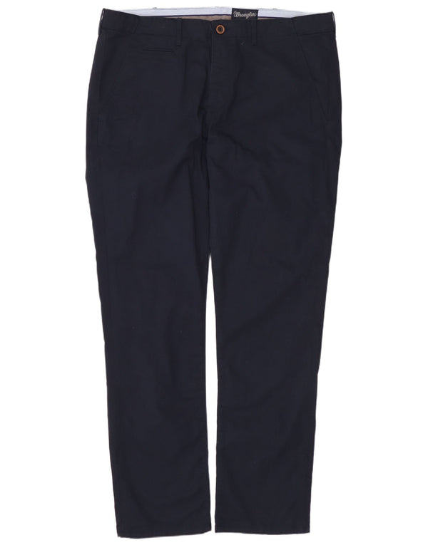 Wrangler Mens Slim Chino Calças W36 L32 Algodão Azul Marinho