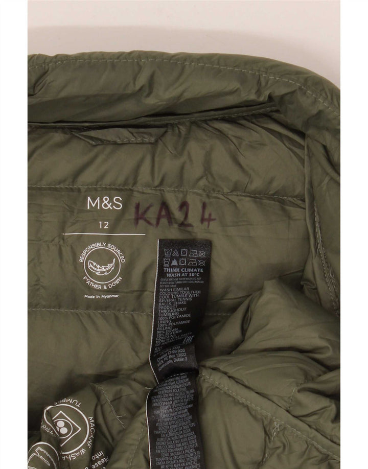 Jaqueta acolchoada feminina Marks & Spencer UK 12 poliamida verde médio
