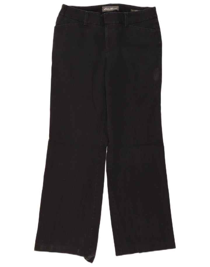 Calça casual feminina Eddie Bauer com corte bootcut EUA 8 médio W30 L30 algodão preto