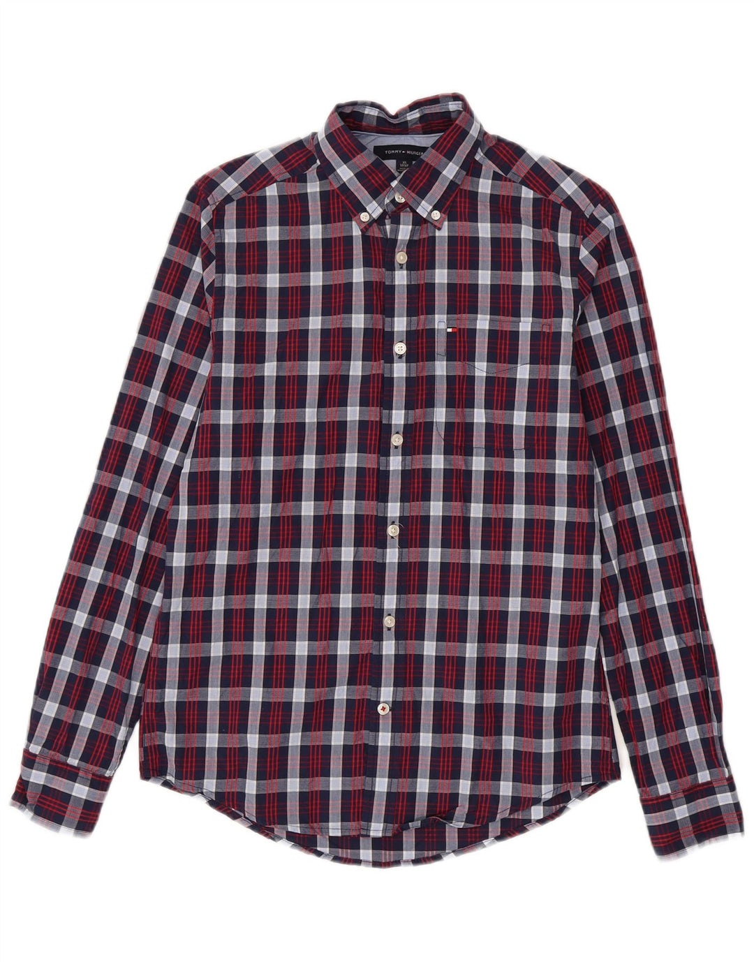Camisa masculina Tommy Hilfiger XS azul marinho xadrez