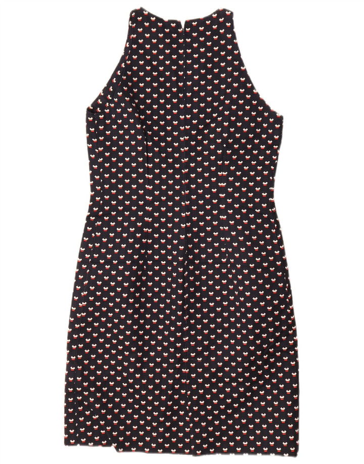 Conjunto feminino VINTAGE de 3 botões e 2 peças Reino Unido 12 médio azul marinho manchado