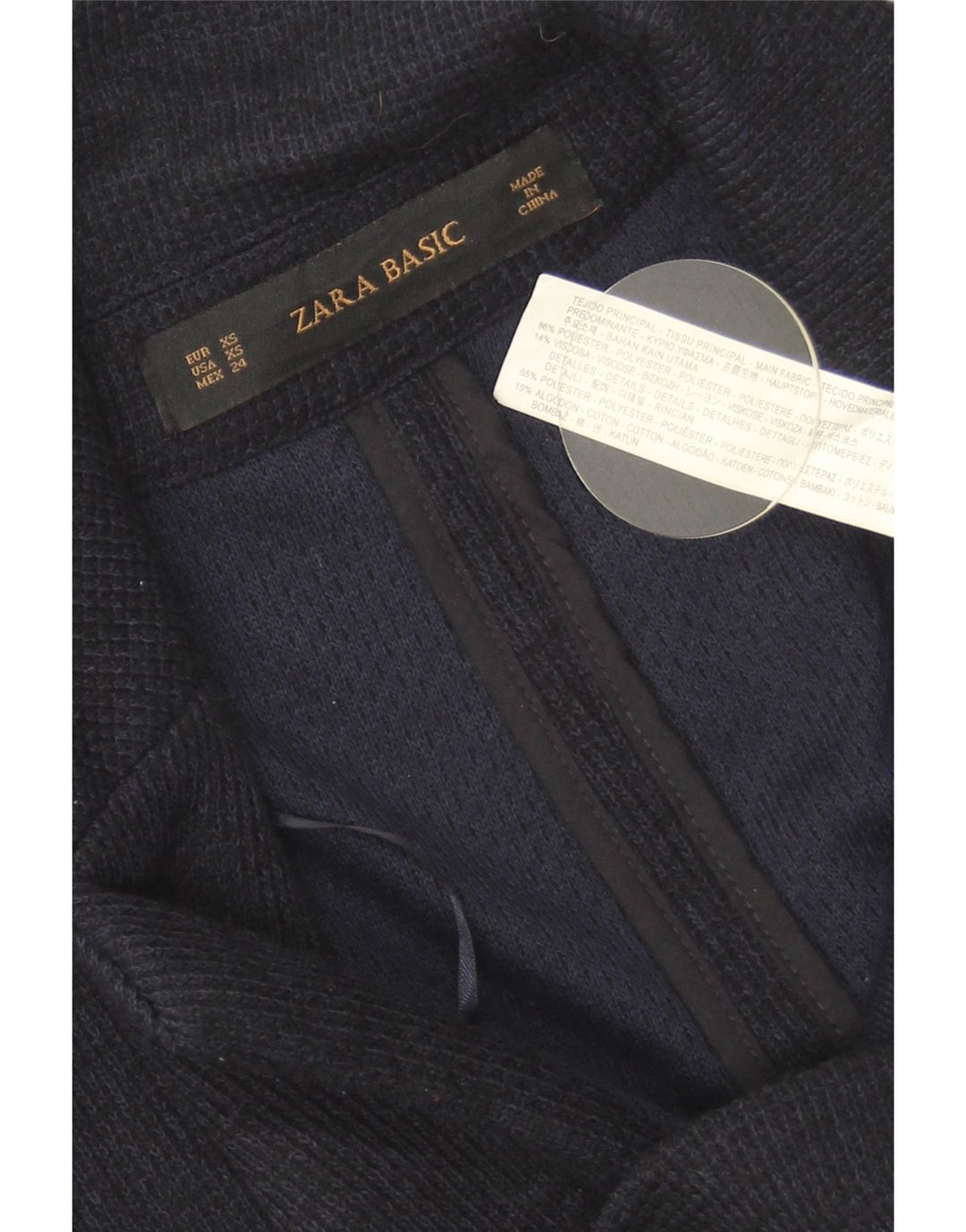 Zara Jaqueta blazer feminina oversized com 1 botão Reino Unido 6 XS azul marinho poliéster