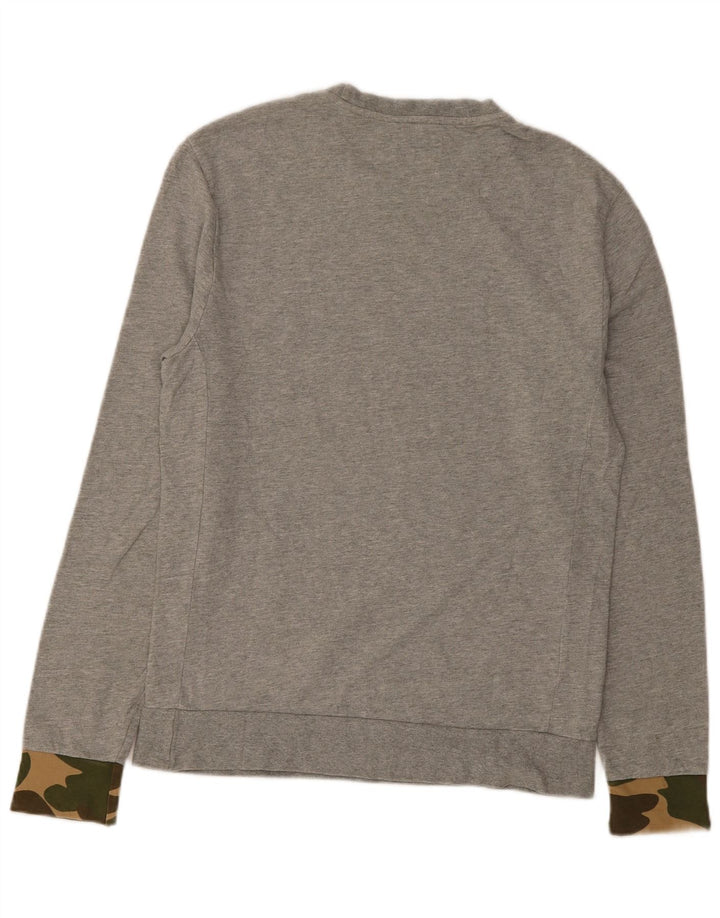 Penguin moletom masculino jumper algodão manchado cinza médio