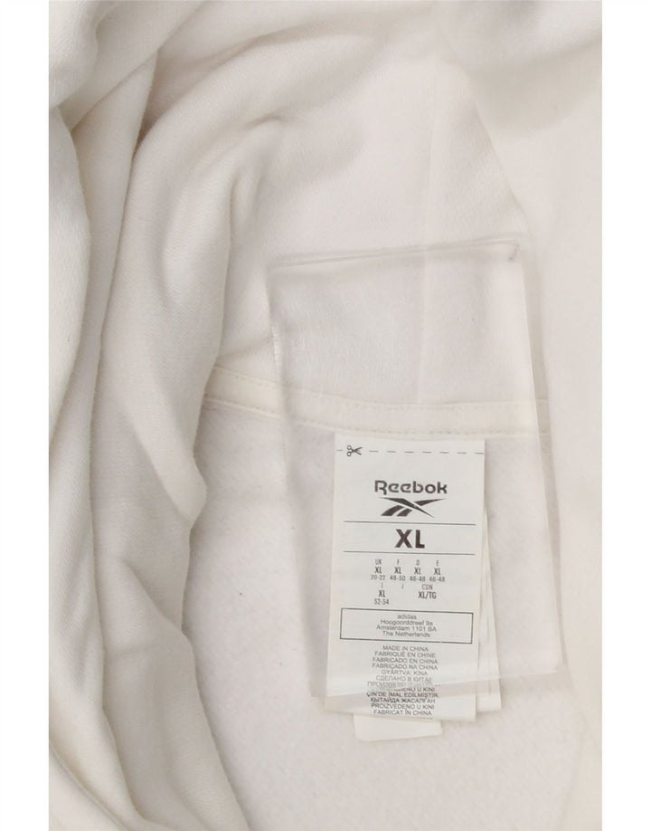 REEBOK feminino oversized moletom com capuz UK 20/22 XL algodão branco