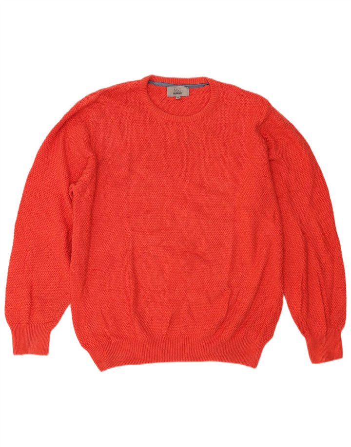 Suéter masculino Marks & Spencer com ajuste personalizado e gola redonda, vermelho médio