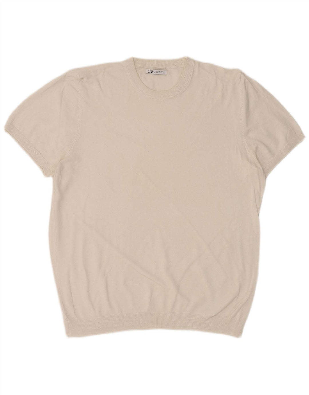 Zara Camiseta masculina Top Médio Branco