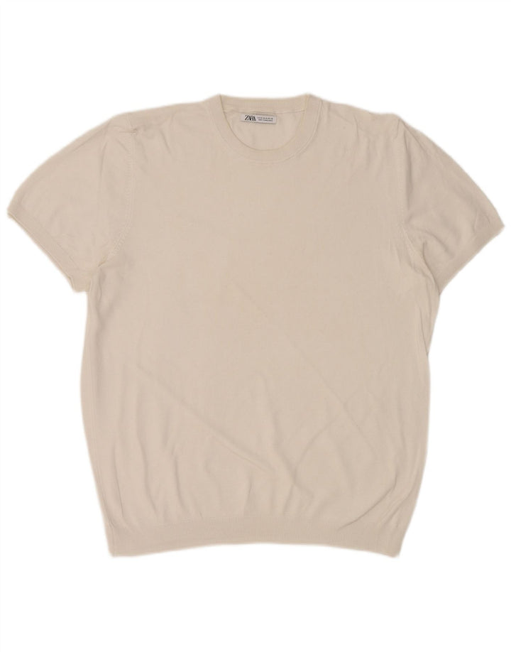 Zara Camiseta masculina Top Médio Branco