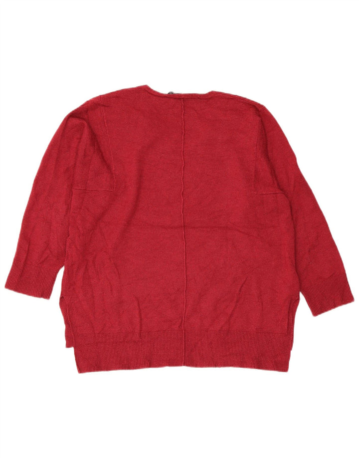 Suéter feminino FRENCH CONNECTION com decote em V Reino Unido 10 pequeno Borgonha