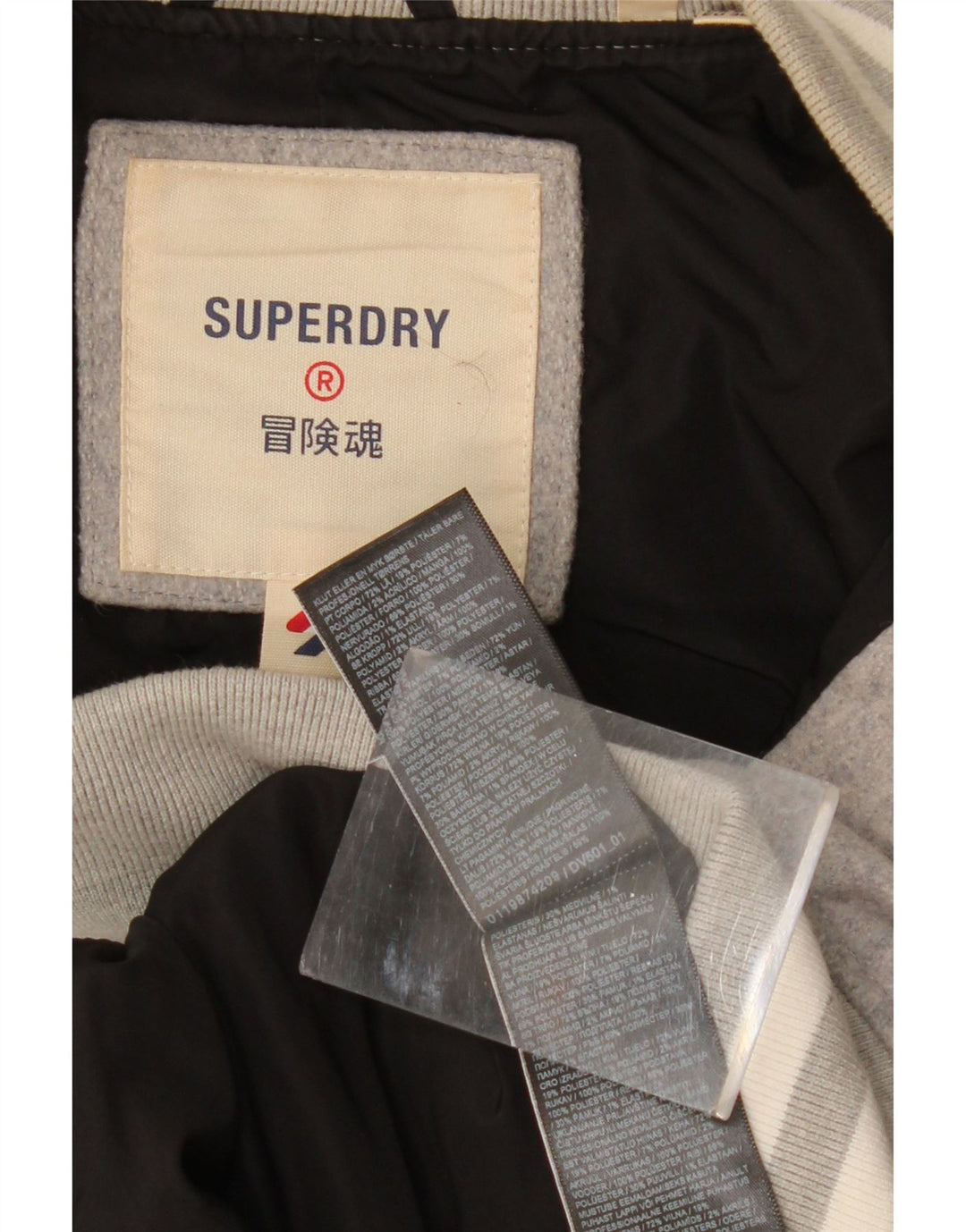 Jaqueta feminina superdimensionada SUPERDRY UK 10 Small Grey Colourblock