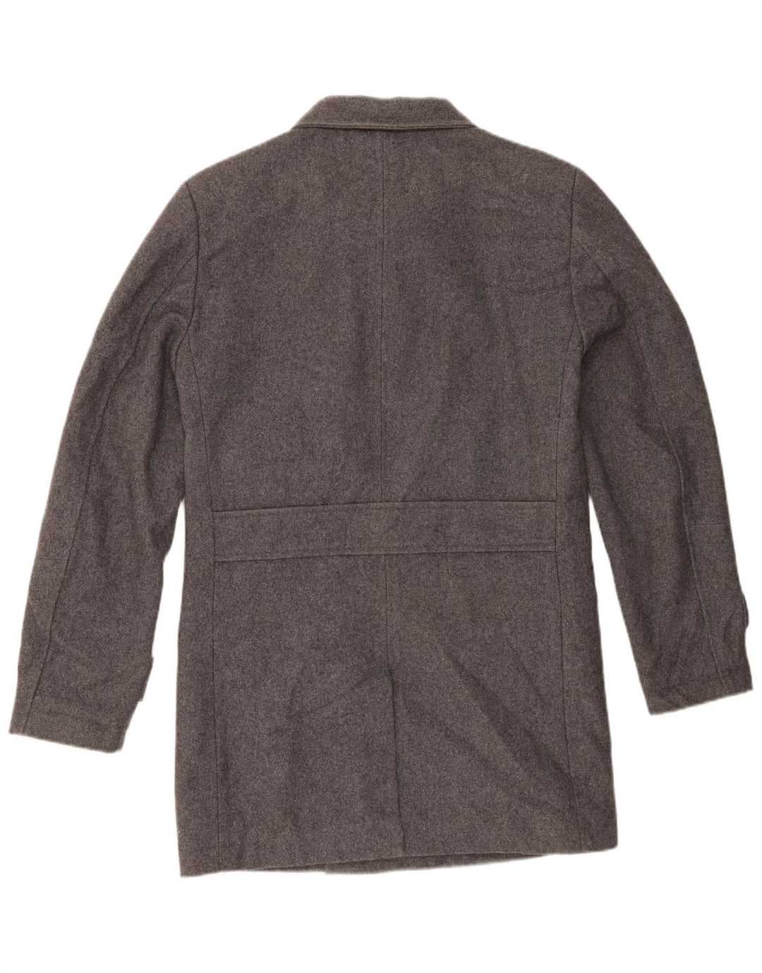 French Connection Mens Pea Coat Reino Unido 36 Lã Cinza Pequena
