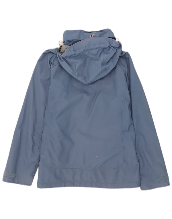 Jaqueta de chuva feminina com capuz Berghaus UK 12 nylon azul médio