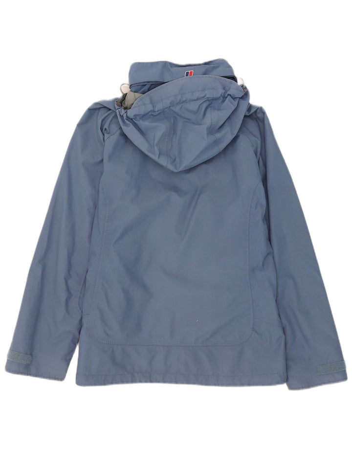 Jaqueta de chuva feminina com capuz Berghaus UK 12 nylon azul médio
