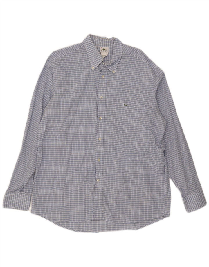 Camisa masculina Lacoste tamanho 46 2XL algodão guingão azul