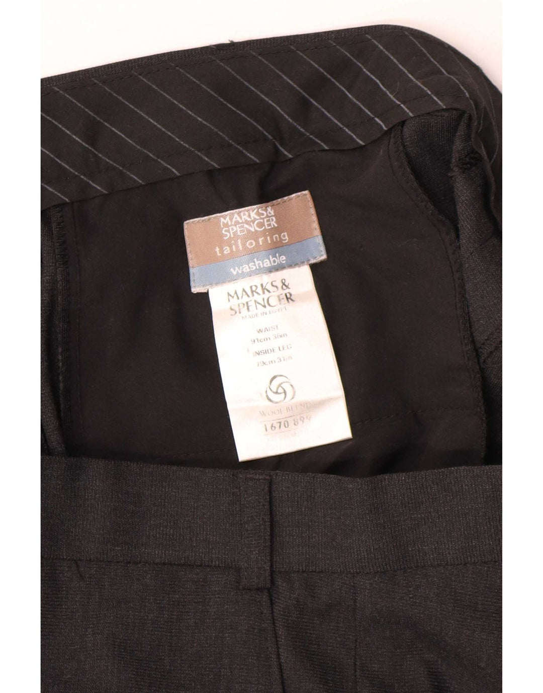 Calça chino masculina Marks & Spencer sob medida reta W36 L27 preta