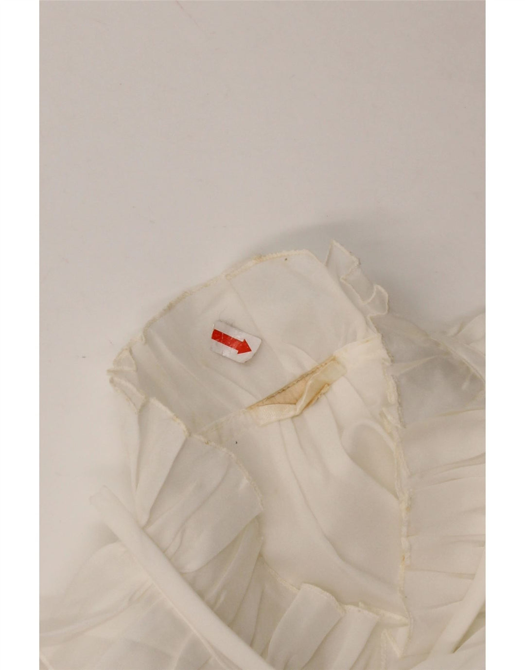 Blusa feminina VINTAGE com babados na frente Reino Unido 16 grande branca