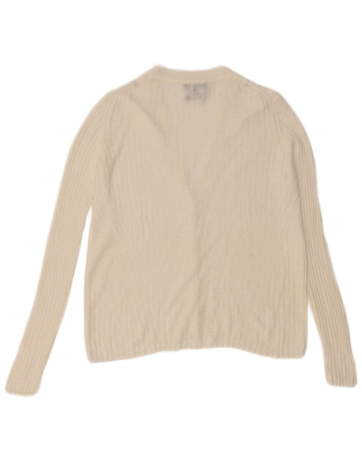 Suéter cardigã feminino Massimo Dutti Reino Unido 10 pequeno linho branco