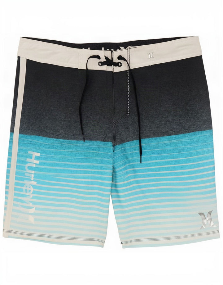 Shorts de natação masculino Hurley gráfico médio poliéster listrado azul