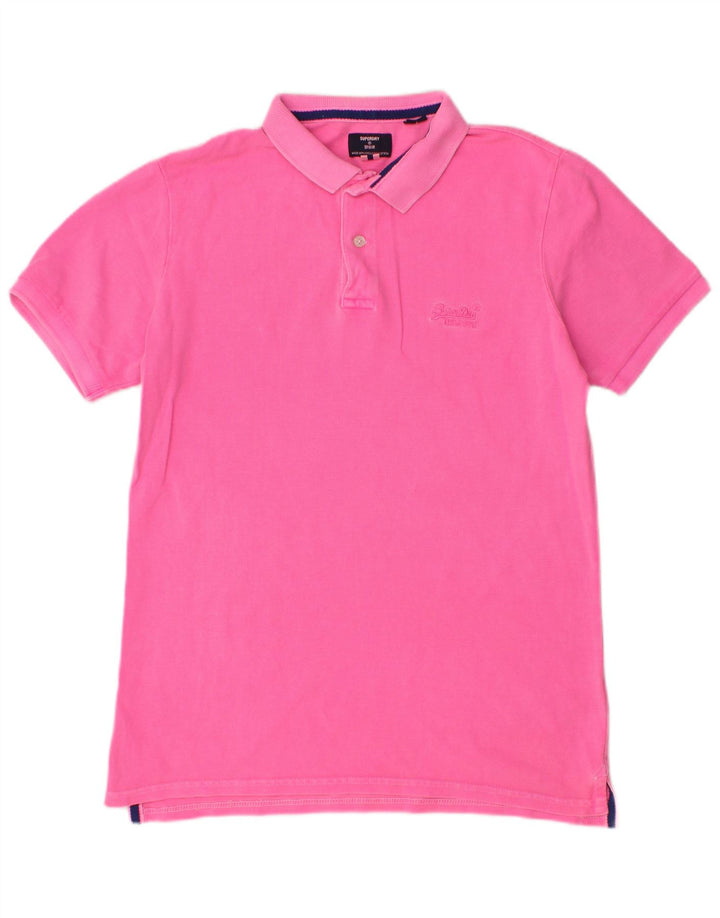 Camisa polo masculina SUPERDRY médio algodão rosa