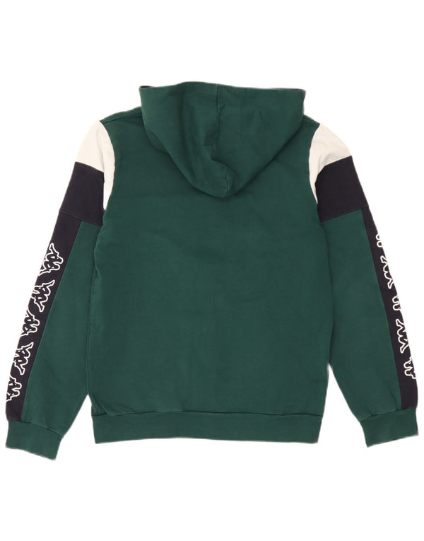 Suéter com capuz gráfico Kappa Boys 15-16 anos verde algodão colorblock