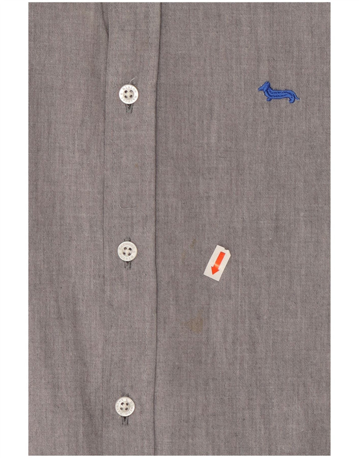 Camisa masculina slim fit HARMONT & BLAINE pequena algodão cinza
