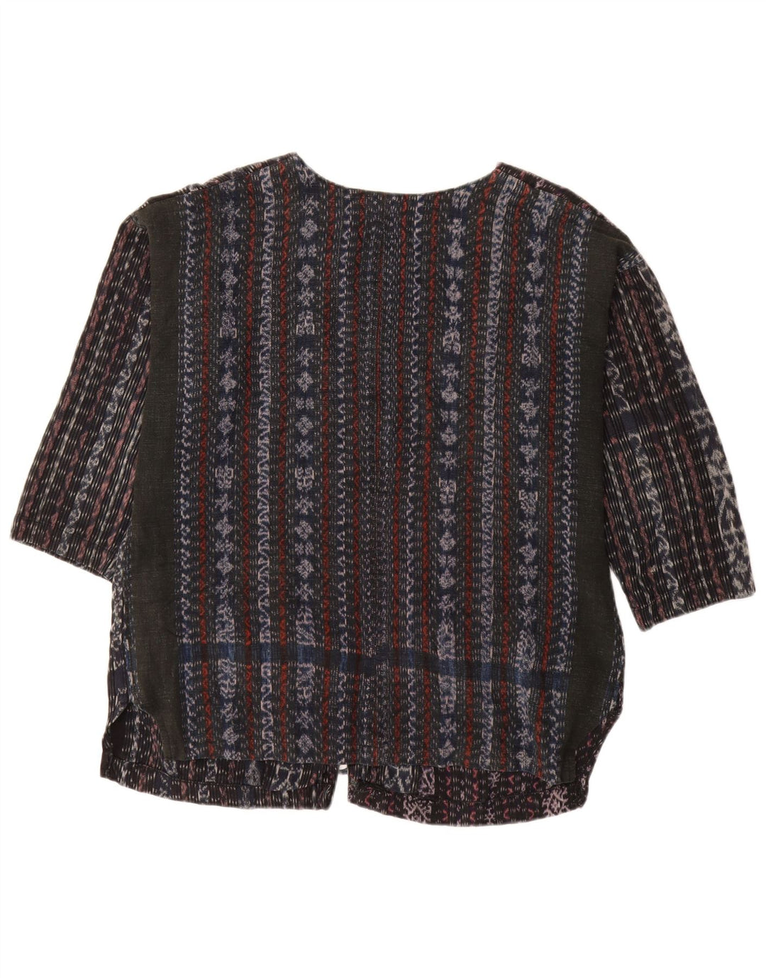 Blusa feminina VINTAGE manga 3/4 Reino Unido 18 XL listrada preta