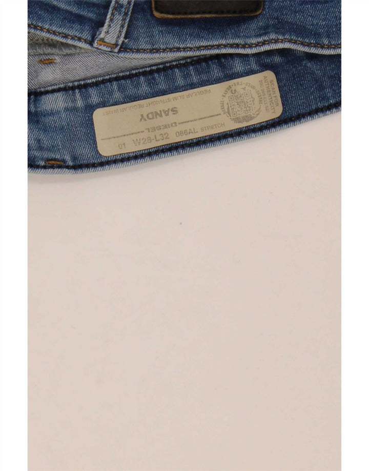 Diesel feminino Sandy Regular Slim Straight Jeans W28 L29 Azul Algodão