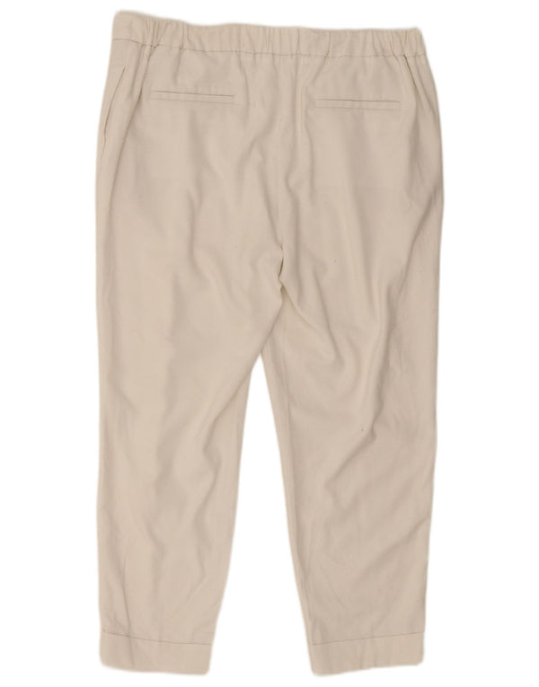 Calça feminina Marks & Spencer cônica cortada UK16 grande W34 L25 branca