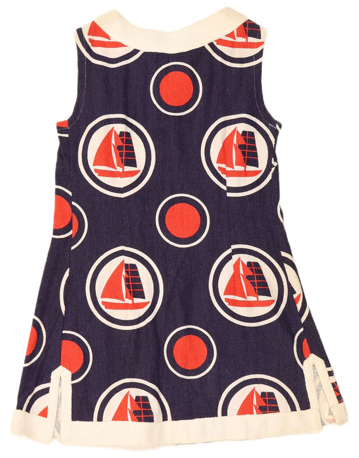 Luna vestido feminino sem mangas linha A IT 44 médio azul marinho geométrico