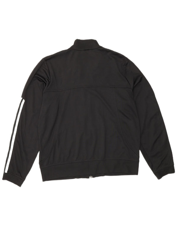 Adidas Womens Tracksuit Top Jacket UK 18 XL Preto Listrado Poliéster Esportes