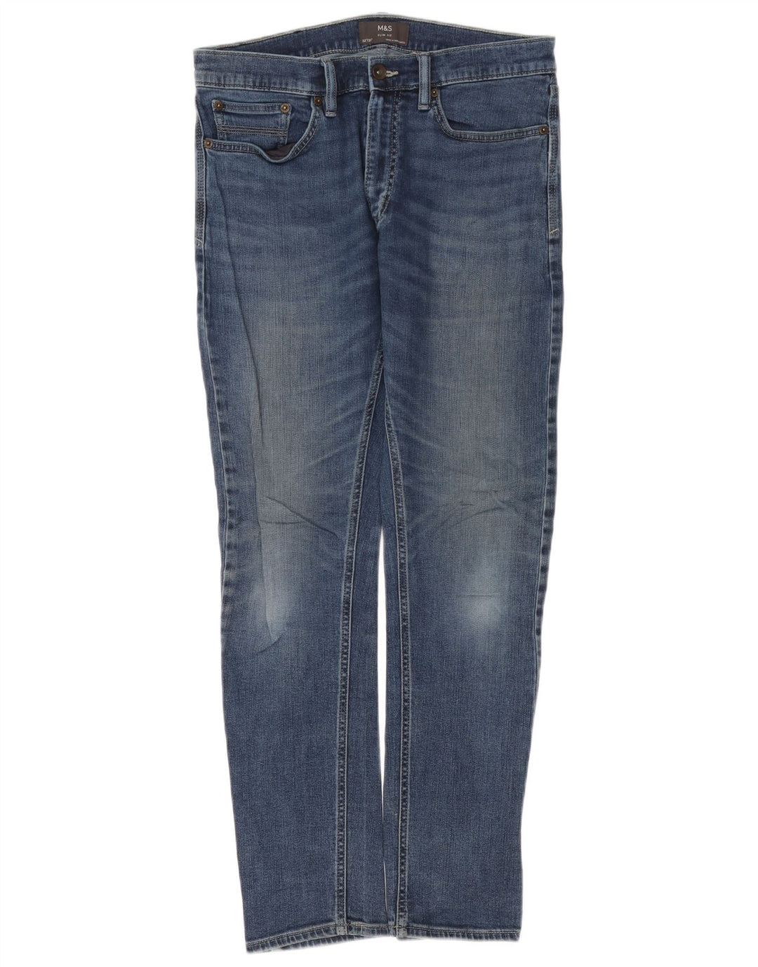 Marks & Spencer Mens Slim Jeans W32 L31 Azul Algodão