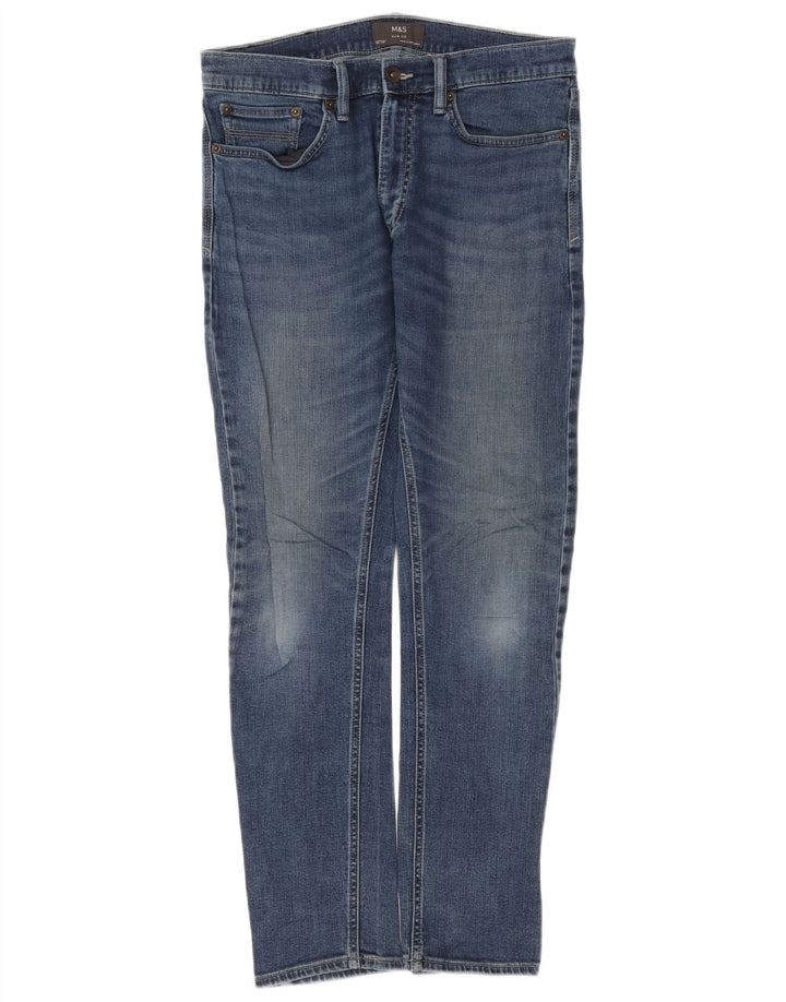 Marks & Spencer Mens Slim Jeans W32 L31 Azul Algodão
