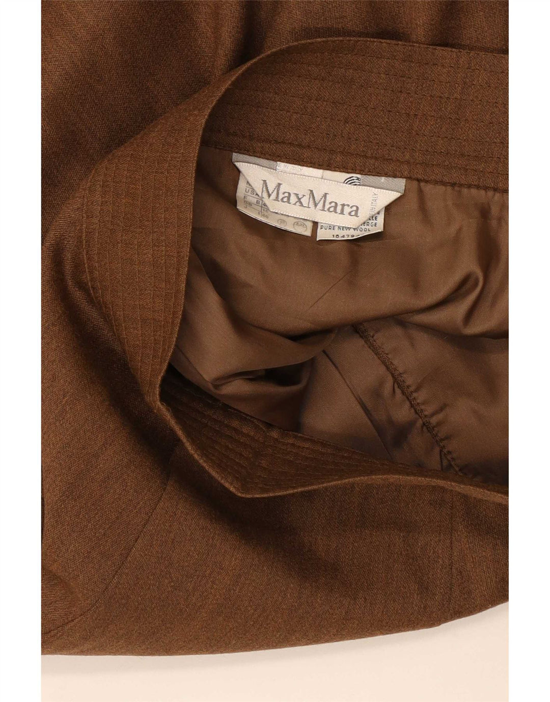 Saia lápis feminina Max Mara Reino Unido 16 grande W32 lã marrom