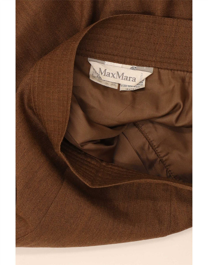 Saia lápis feminina Max Mara Reino Unido 16 grande W32 lã marrom