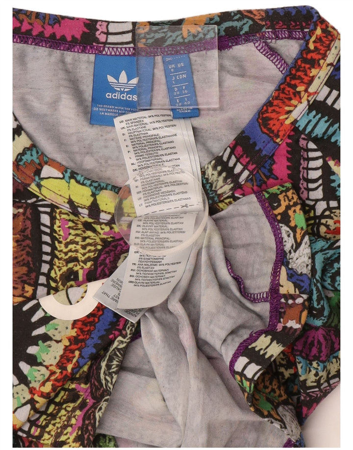 ADIDAS Womens Graphic Top Manga Longa UK 8 Pequeno Patchwork Multicolorido