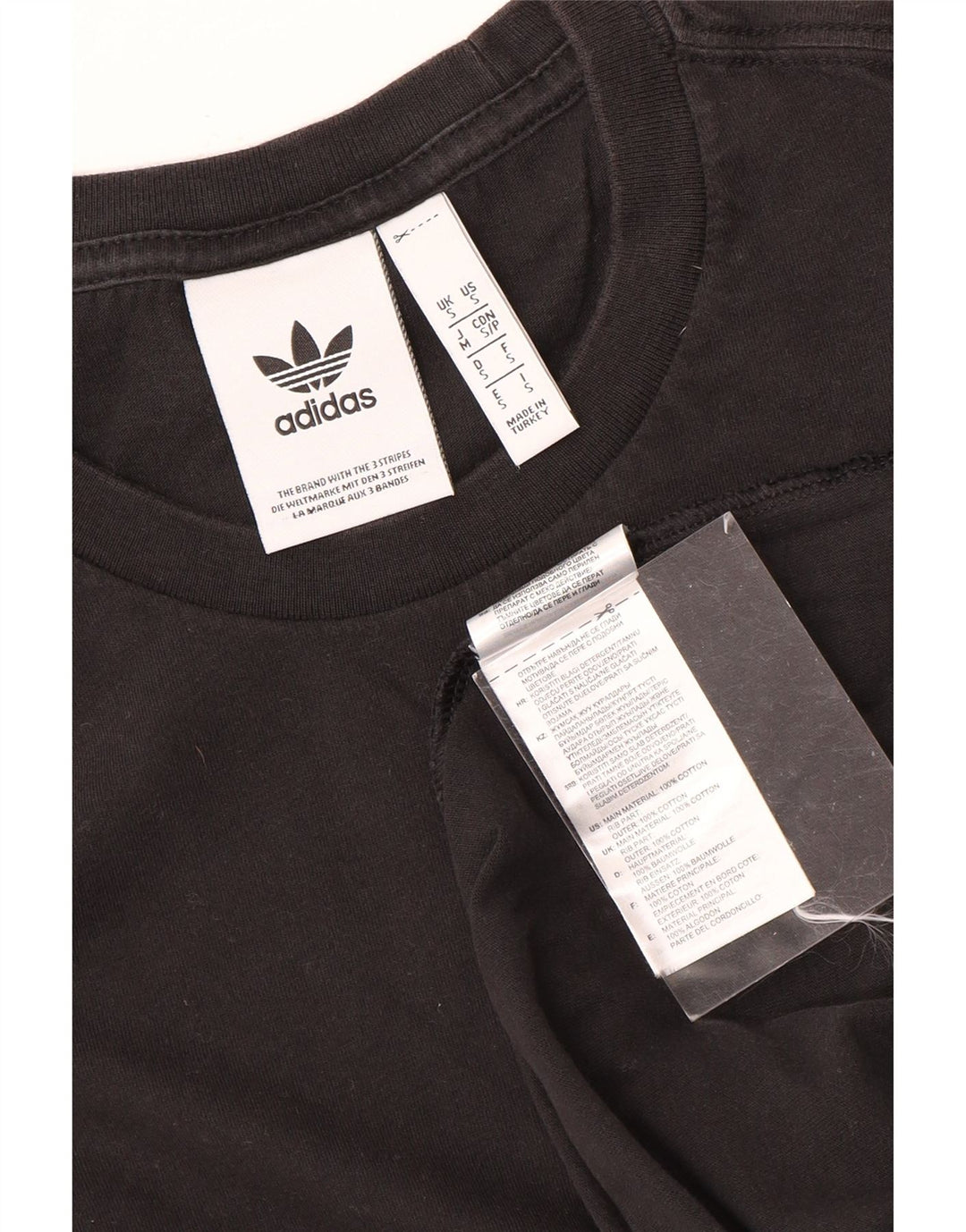 Adidas Mens Camiseta Top Pequeno Algodão Preto
