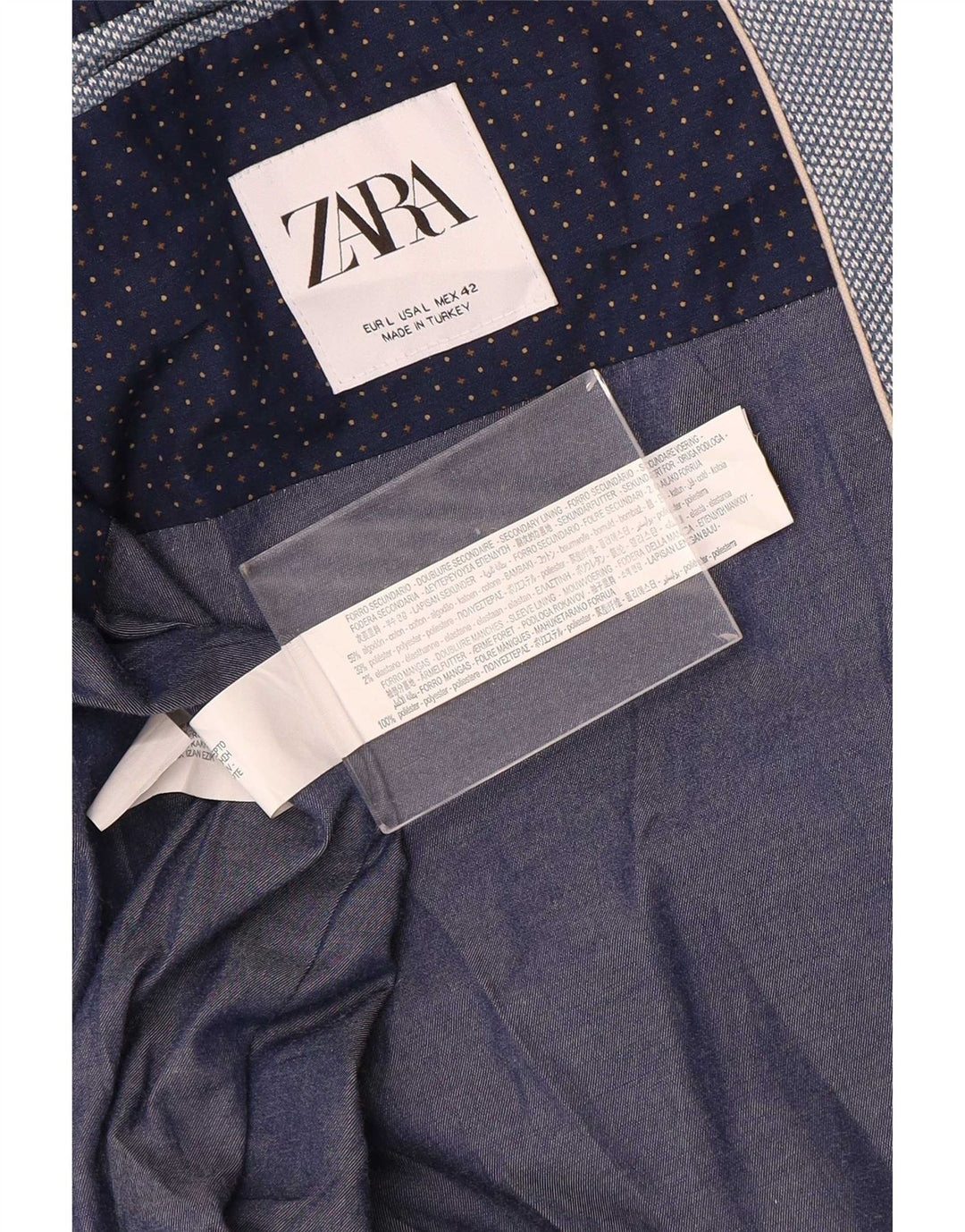 Jaqueta blazer masculina Zara com 2 botões Reino Unido 40 grande algodão azul