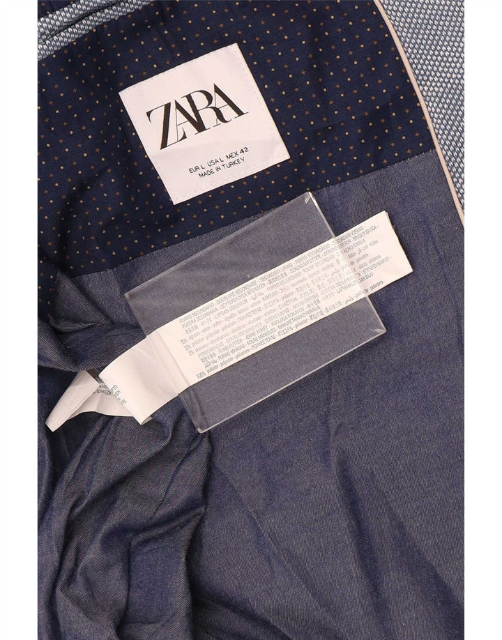 Jaqueta blazer masculina Zara com 2 botões Reino Unido 40 grande algodão azul