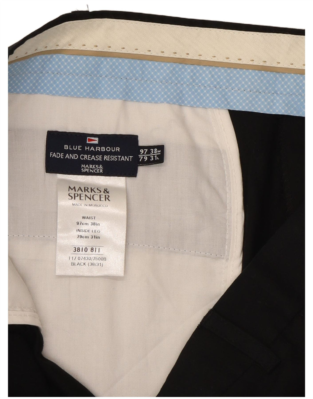 Calça masculina Marks & Spencer Blue Harbor Straight Suit W38 L31 preta